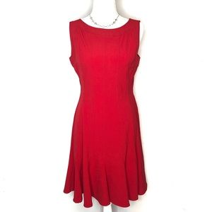 Sandra Darren Red Fit & Flare Dress Size 4 Petite